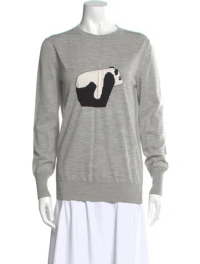 Pre-owned Loewe Wool Graphic Print Sweater In Gray