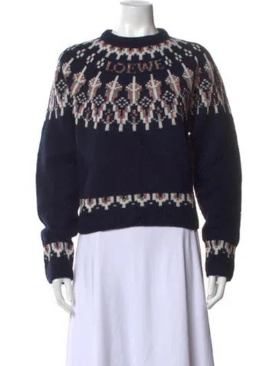 Pre-owned Loewe Wool Graphic Print Sweater W/ Tags In Blue