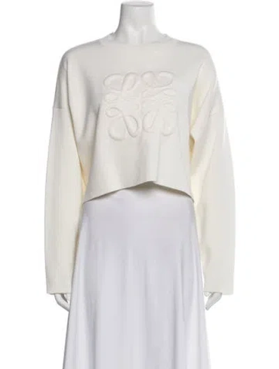 Pre-owned Loewe Wool Graphic Print Sweater In White