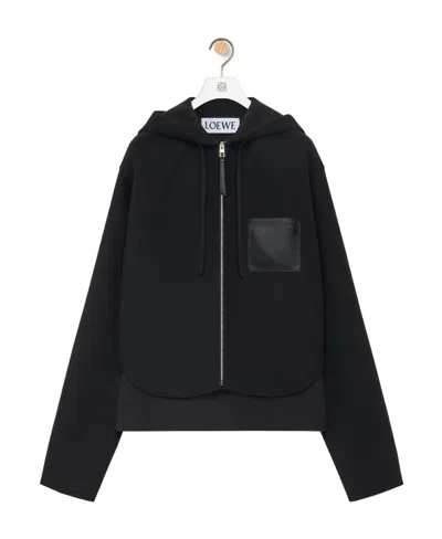 Loewe Wool Hooded Casual Jacket In Black