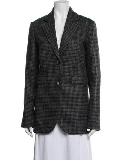 Pre-owned Loewe Wool Houndstooth Print Blazer In Blue