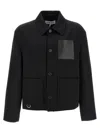 Loewe Leather Pocket Wool Jacket In Black
