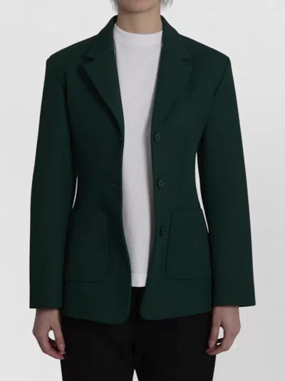 Loewe Wool Jacket Fitted Waist Structured Shoulders In Green
