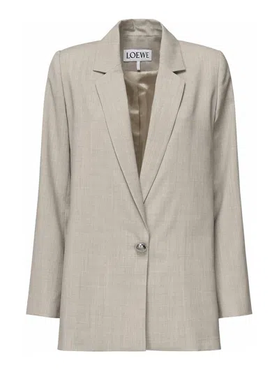 Loewe Wool Jacket In Sand