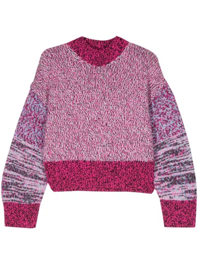 Loewe Colorblock Crewneck Crop Sweater In Pink