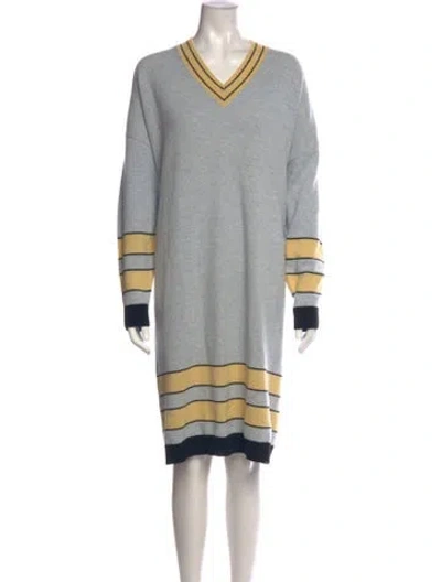 Pre-owned Loewe Wool Knee-length Dress In Blue