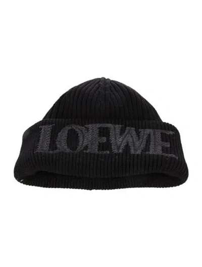 Pre-owned Loewe Wool Knit Beanie In Black