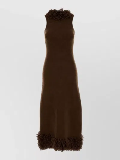 Loewe Wool-blend Mini Dress In Brown
