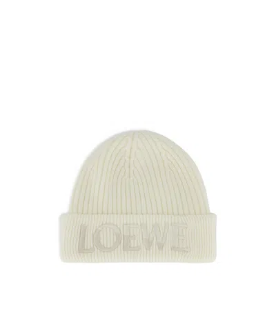 Loewe Wool Knit Hat In White