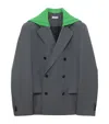 Loewe Wool Layered-sweater Effect Blazer In Gray