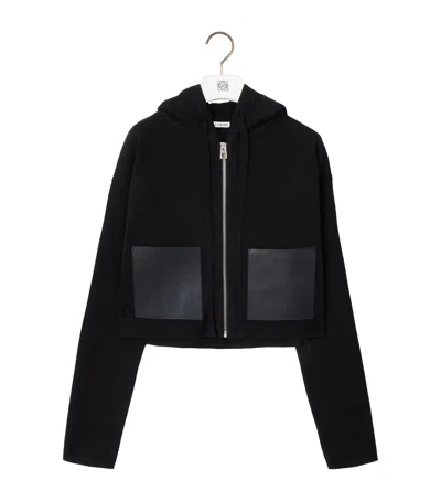 LOEWE WOOL LEATHER-POCKET HOODIE