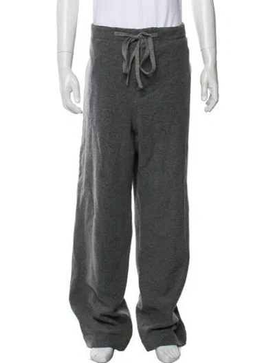 Pre-owned Loewe Wool Leather Trim Embellishment Lounge Bottoms In Gray