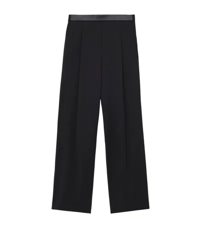Loewe Wool Leather-waistband Tailored Trousers In Black
