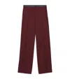 Loewe Wool Leather-waistband Tailored Trousers In Burgundy