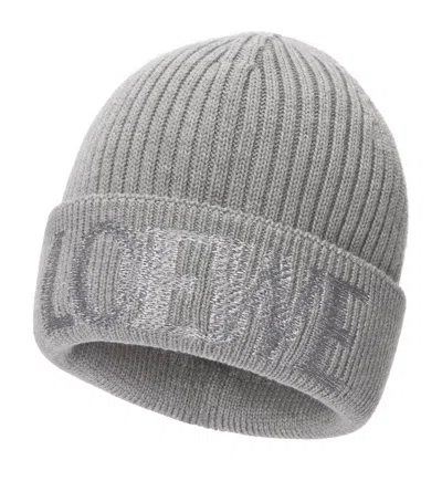 Loewe Wool Logo Beanie In Gray