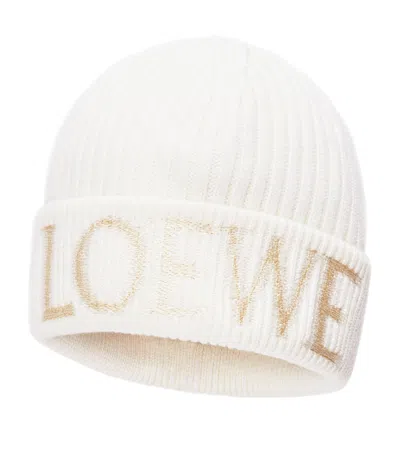 Loewe Wool Logo Beanie In White