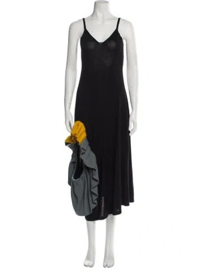 Pre-owned Loewe Wool Long Dress W/ Tags In Black