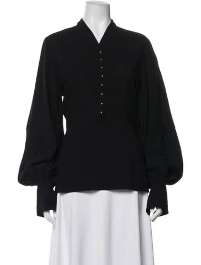 Pre-owned Loewe Wool Long Sleeve Blouse In Black
