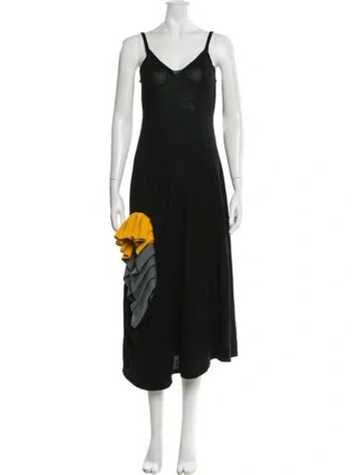 Pre-owned Loewe Wool Midi Length Dress In Black