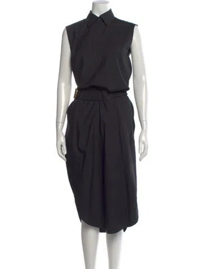 Pre-owned Loewe Wool Midi Length Dress In Black