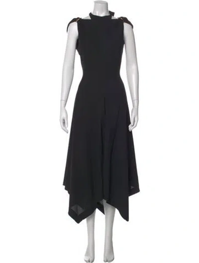 Pre-owned Loewe Wool Midi Length Dress In Black