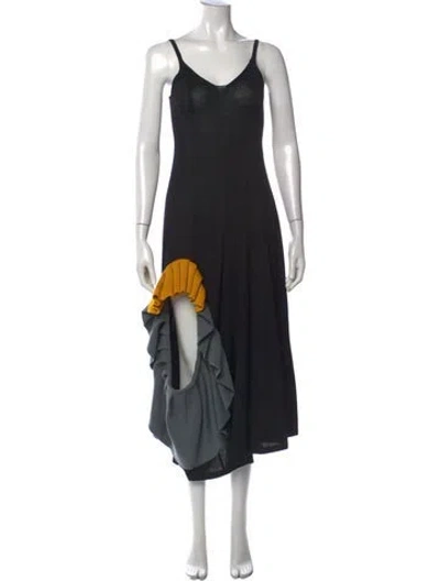 Pre-owned Loewe Wool Midi Length Dress W/ Tags In Black