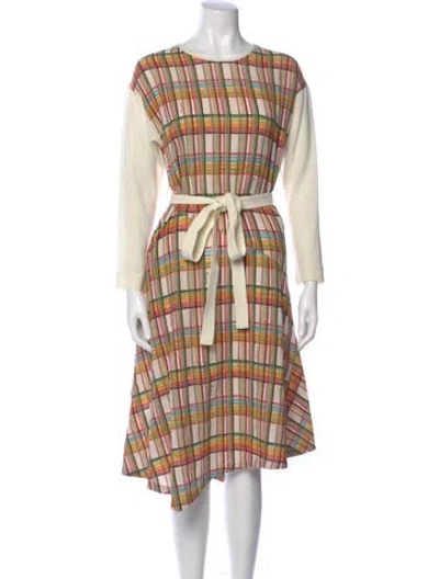 Pre-owned Loewe Wool Midi Length Dress In Yellow