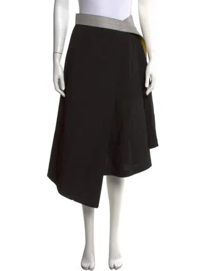 Pre-owned Loewe Wool Midi Length Skirt In Black