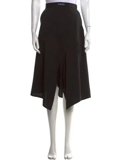 Pre-owned Loewe Wool Midi Length Skirt In Black