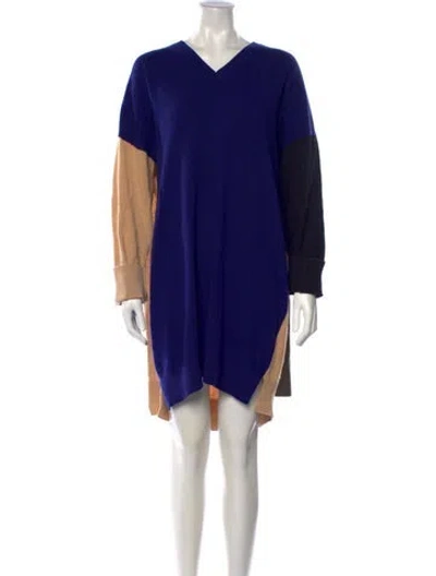 Pre-owned Loewe Wool Mini Dress In Blue