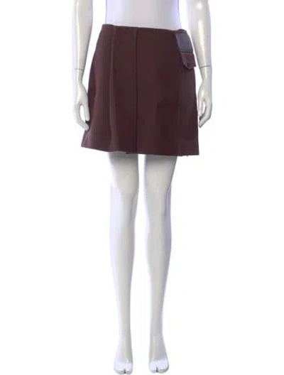 Pre-owned Loewe Wool Mini Skirt W/ Tags In Brown