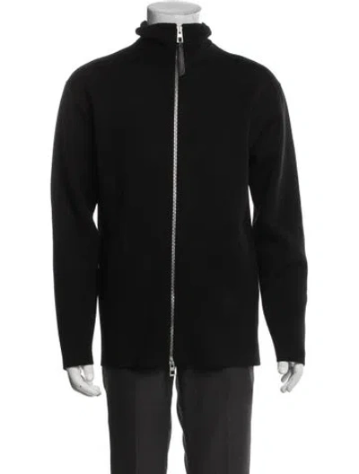 Pre-owned Loewe Wool Mock Neck Cardigan In Black
