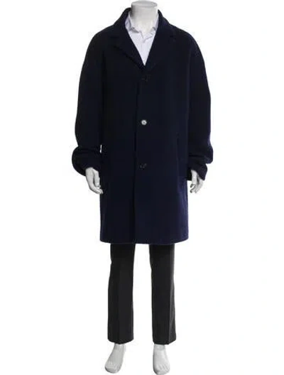 Pre-owned Loewe Wool Overcoat In Blue