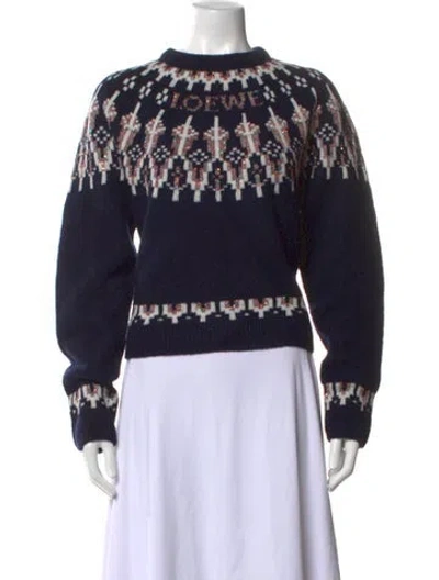 Pre-owned Loewe Wool Patterned Sweater In Blue
