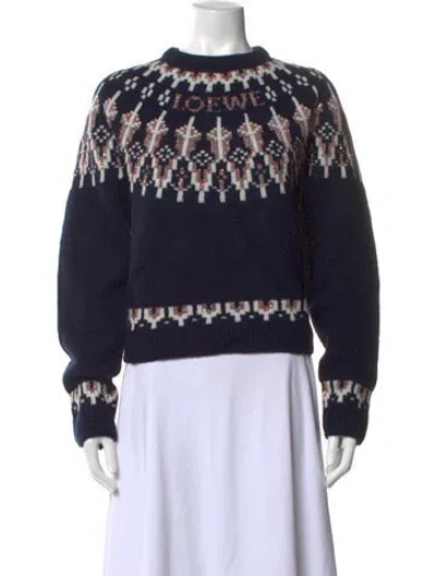 Pre-owned Loewe Wool Patterned Sweater W/ Tags In Blue