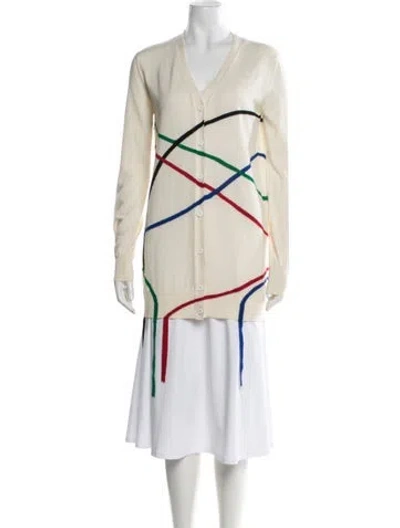 Pre-owned Loewe Wool Patterned Sweater In White