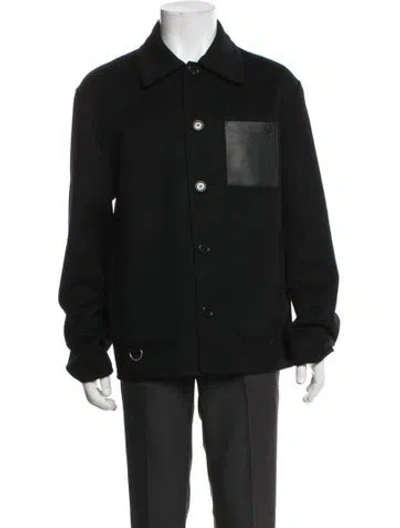 Pre-owned Loewe Wool Peacoat In Black