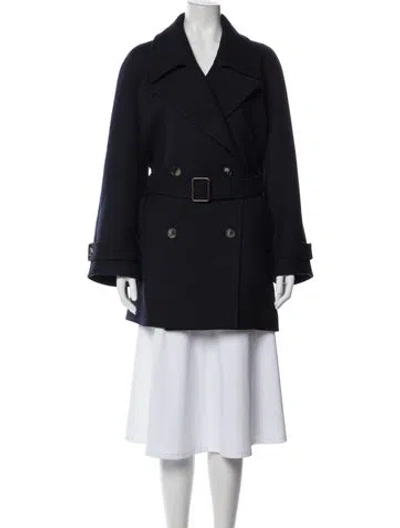 Pre-owned Loewe Wool Peacoat In Blue