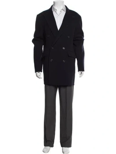 Pre-owned Loewe Wool Peacoat In Blue