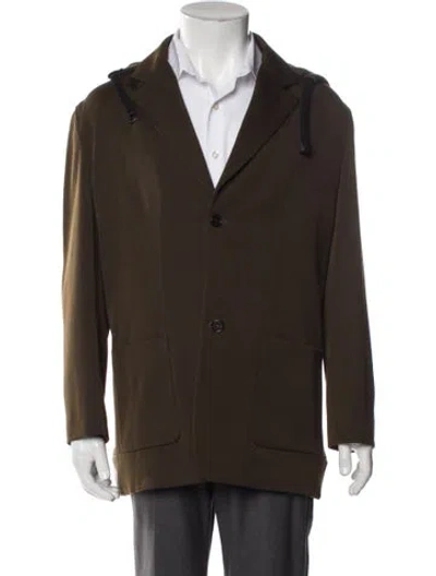 Pre-owned Loewe Wool Peacoat In Green