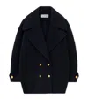 Loewe Pebble Double-breasted Wool Peacoat In Blue