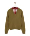 Loewe Wool Plaid Jacquard Sweater In Green