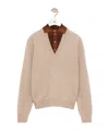 Loewe Wool Plaid Jacquard Sweater In Nude