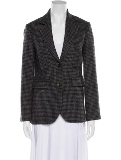 Pre-owned Loewe Wool Plaid Print Blazer In Gray