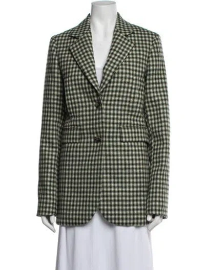 Pre-owned Loewe Wool Plaid Print Blazer W/ Tags In Green