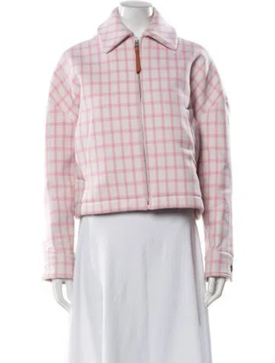 Pre-owned Loewe Wool Plaid Print Jacket In Pink