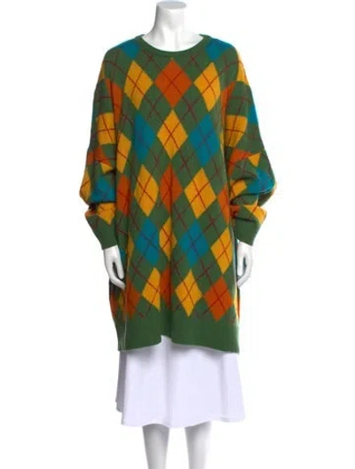 Pre-owned Loewe Wool Plaid Print Sweater In Green