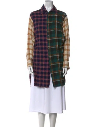 Pre-owned Loewe Wool Plaid Print Tunic In Blue