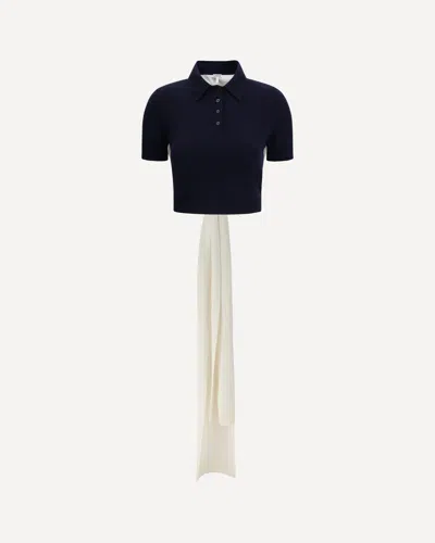 Loewe Women Wool And Cashmere Polo Shirt In Black