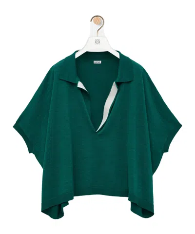 Loewe Wool Polo Sweater In Green
